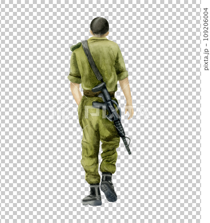 Israeli soldier of IDF with M16 assault rifle,... - Stock Illustration ...