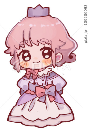 後ろ手のゆめかわプリンセスのイラスト 109206092