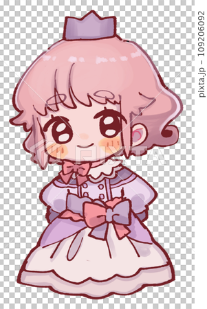 後ろ手のゆめかわプリンセスのイラスト 109206092