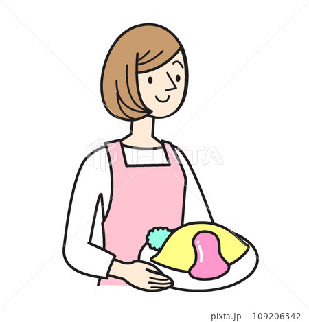シンプルな人物イラスト クッキングを楽しむ女性 シンプルな人物イラスト クッキングを楽しむ女性 109206342
