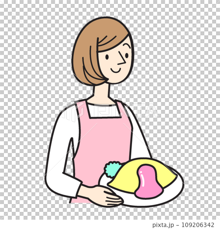 シンプルな人物イラスト クッキングを楽しむ女性 シンプルな人物イラスト クッキングを楽しむ女性 109206342