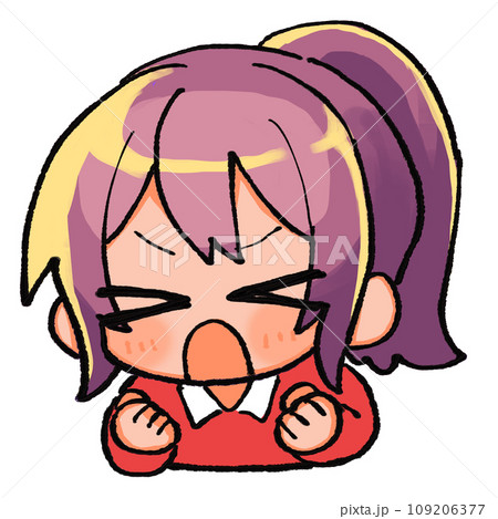 応援するポニーテールのミニキャラ1 109206377