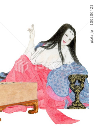 寛いだ姿で囲碁をする平安時代女性 寛いだ姿で囲碁をする平安時代女性 109206423