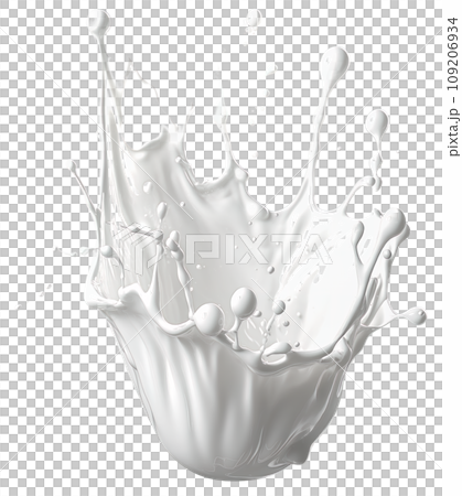 Splash of milk on transparent background 109206934