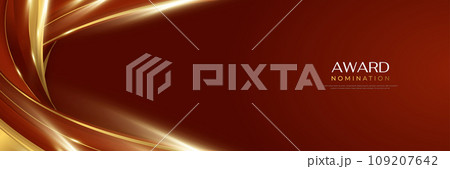 Luxury and Elegant Red and Gold Background with Golden Light and Paper Cut Style. Can be Used for Award, Banner, Card, Nomination, Ceremony, Formal Invitation or Certificate Design 109207642