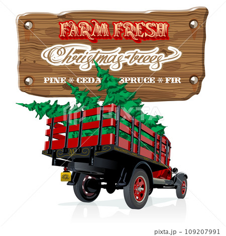 Farm Fresh Christmas Trees retro poster 109207991