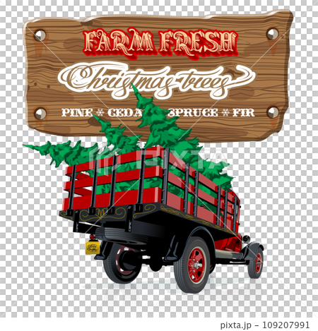 Farm Fresh Christmas Trees retro poster 109207991