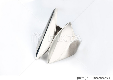 Silver minimalism diamond ring isolated on white background Silver minimalism diamond ring isolated on white background 109209254