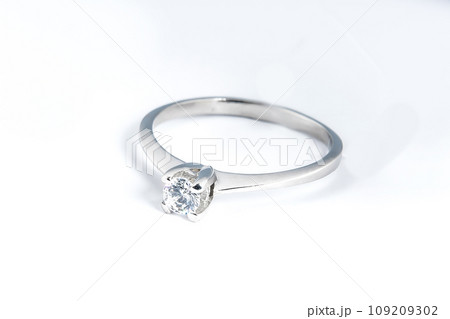 Silver diamond ring isolated on white background. Silver jewelry fashion ring Silver diamond ring isolated on white background. Silver jewelry fashion ring 109209302