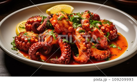 Warm grilled octopus salad 109209993
