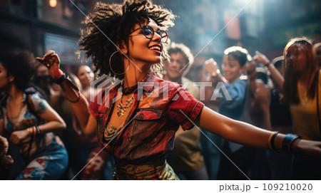 young woman enjoying at music festival 109210020