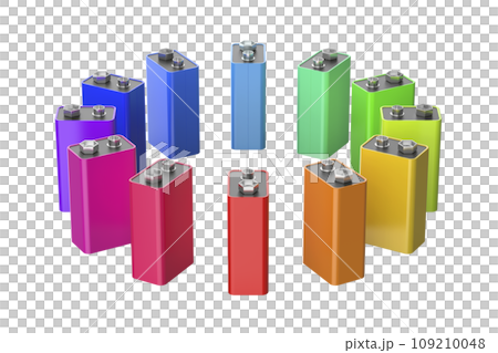Many 9V batteries with different colors Many 9V batteries with different colors 109210048