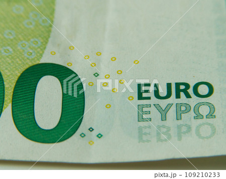 One hundred euro banknotes close-up macro money. One hundred euro banknotes close-up macro money. 109210233