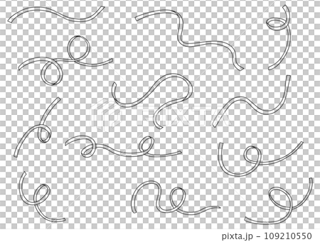 手書きの紐 リボンのセット 線画 手書きの紐 リボンのセット 線画 109210550