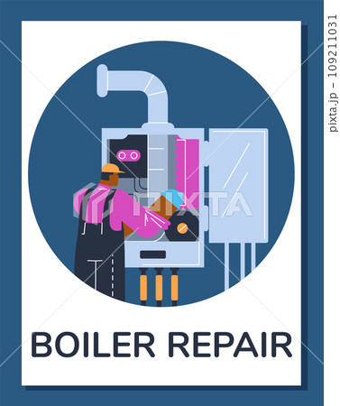 Boiler repair concept poster with text. 109211031
