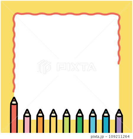 シンプルな色鉛筆のフレーム 109211264