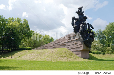 Kiev, Ukraine May 15, 2021: Memorial Babi Yar site of the Nazi mass executions of the civilian population of Roma, Jews and Soviet prisoners of war during World War II Kiev, Ukraine May 15, 2021: Memorial Babi Yar site of the Nazi mass executions of the civilian population of Roma, Jews and Soviet prisoners of war during World War II 109212858