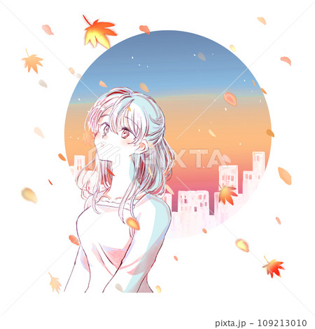 センチメンタルな女性 紅葉 夕暮れ センチメンタルな女性 紅葉 夕暮れ 109213010