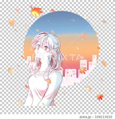 センチメンタルな女性 紅葉 夕暮れ センチメンタルな女性 紅葉 夕暮れ 109213010