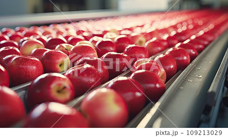 Conveyor belt with red apples 109213029