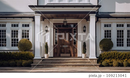 Elegant home entrance with columns Elegant home entrance with columns 109213041