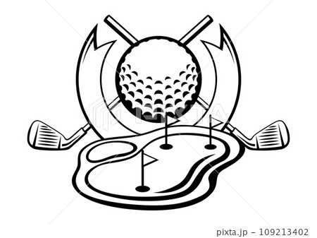 Emblem with golf symbols. Sport club label or emblem. 109213402