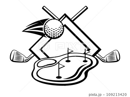 Emblem with golf symbols. Sport club label or emblem. Emblem with golf symbols. Sport club label or emblem. 109213420