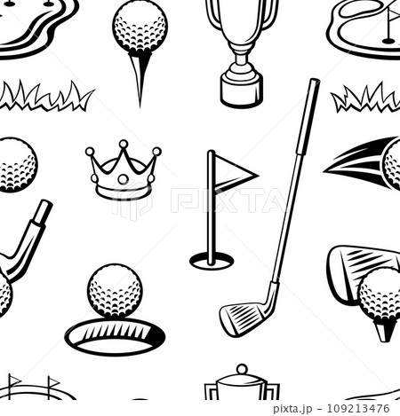 Pattern with golf items. Sport club illustration. Pattern with golf items. Sport club illustration. 109213476