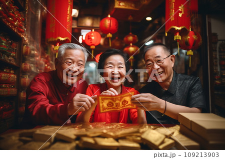 Multi generation family celebrating Chinese New Year Multi generation family celebrating Chinese New Year 109213903