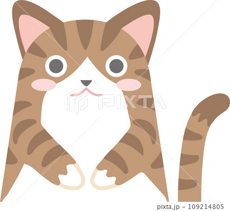 猫のイラスト_ニャンコ_キジ白猫_お手々をお腹に当てたキジ白猫 猫のイラスト_ニャンコ_キジ白猫_お手々をお腹に当てたキジ白猫 109214805