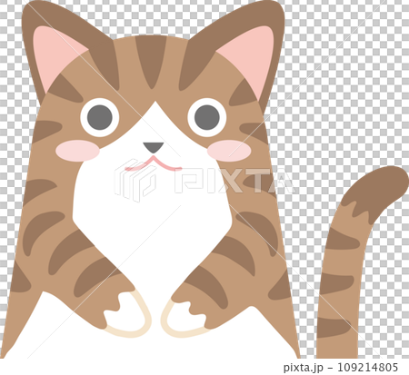 猫のイラスト_ニャンコ_キジ白猫_お手々をお腹に当てたキジ白猫 猫のイラスト_ニャンコ_キジ白猫_お手々をお腹に当てたキジ白猫 109214805