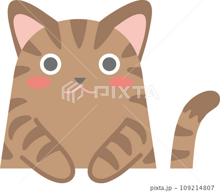 猫のイラスト_ニャンコ_キジ猫_お手々をはみ出して垂らしたキジ猫 109214807