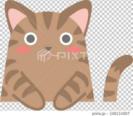 猫のイラスト_ニャンコ_キジ猫_お手々をはみ出して垂らしたキジ猫 109214807