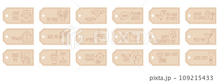 Valentines Day printable tags template in doodle style Valentines Day printable tags template in doodle style 109215433