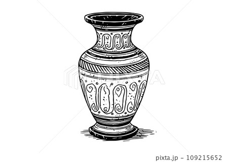 Set of ancient vase hand drawn ink sketch. Engraved style vector illustration. Set of ancient vase hand drawn ink sketch. Engraved style vector illustration. 109215652