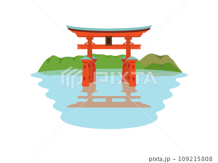 厳島神社　大鳥居のイラスト 109215808