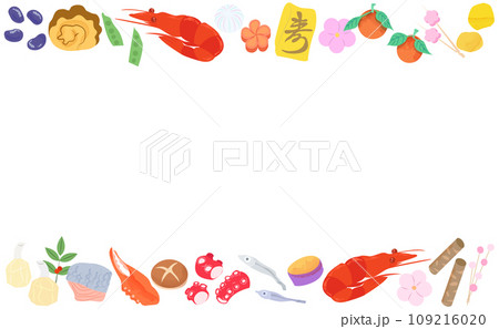 おせちの具材フレームイラスト 109216020