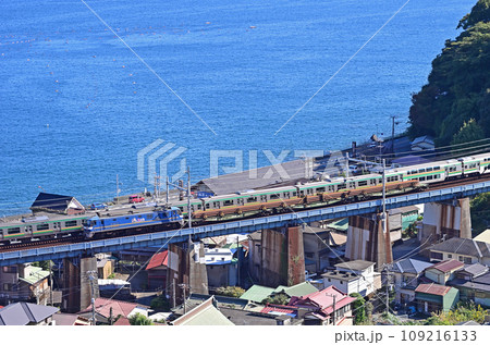 東海道本線　根府川ー早川　JR貨物　EF210-310（吹田）＋日鐵チキ 109216133