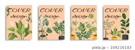 Home plants cover brochure set in flat design. Poster templates with diffarent houseplants and potted greenery, calla lily flowers with leaves in pot, monstera foliage and others. Vector illustration. Home plants cover brochure set in flat design. Poster templates with diffarent houseplants and potted greenery, calla lily flowers with leaves in pot, monstera foliage and others. Vector illustration. 109216183