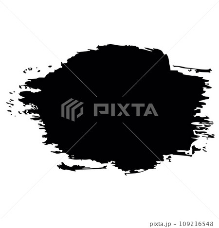 Round grunge background for text. Black brush vector strokes. Smear of ink paint on a white background. For banner and postcard design. Round grunge background for text. Black brush vector strokes. Smear of ink paint on a white background. For banner and postcard design. 109216548