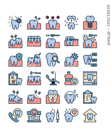 teeth and gum filled outline icon set 109216630