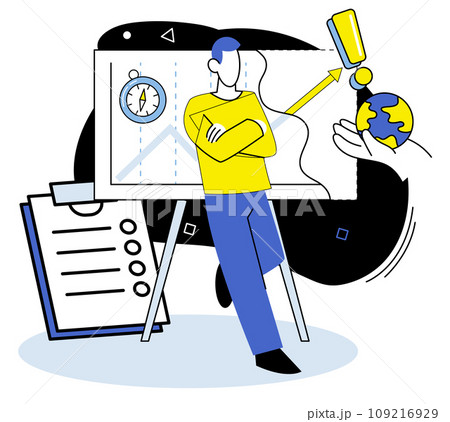 Business analytics vector illustration. Statistics provide objective measures for analyzing performance Planning is crucial for achieving business goals Technology investments drive business Business analytics vector illustration. Statistics provide objective measures for analyzing performance Planning is crucial for achieving business goals Technology investments drive business 109216929