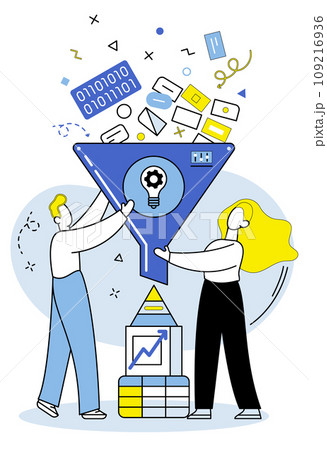 Business analytics vector illustration. Information is valuable asset for gaining competitive edge Presentations communicate key findings and recommendations The business analytics metaphor guides Business analytics vector illustration. Information is valuable asset for gaining competitive edge Presentations communicate key findings and recommendations The business analytics metaphor guides 109216936