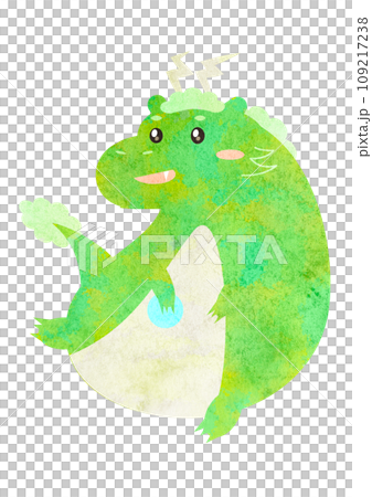 水彩で描いたぽっちゃりしたかわいい龍のイラスト素材 109217238