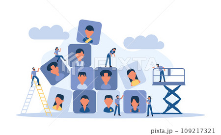 Blue building symbolizes the growth and achievement of a company, representing the strategic management and decision making process that leads to success vector illustration 109217321