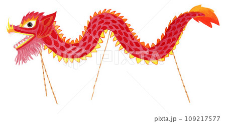 Chinese dragon isolated, hand drawn watercolor illustration set. 109217577