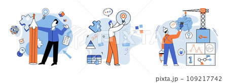 Creative thinking. Vector illustration. Creative thinking is metaphorical journey, dance mind transcends boundaries and explores uncharted territories Creativity is spark ignites flame innovation Creative thinking. Vector illustration. Creative thinking is metaphorical journey, dance mind transcends boundaries and explores uncharted territories Creativity is spark ignites flame innovation 109217742