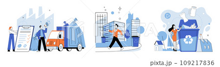 Clean city. Vector illustration. By embracing green technology and sustainable infrastructure, city pavesway for cleaner and greener future Recycling isintegral part of clean citys waste management 109217836