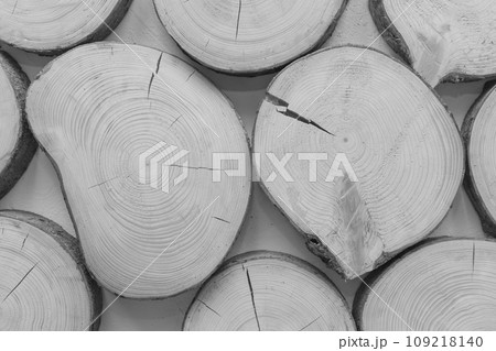 Annual wooden rings decorative pattern interior wall texture decor gray wood style design abstract background grey 109218140
