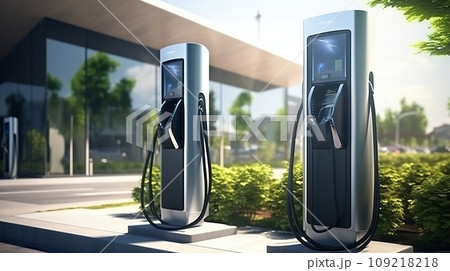 Modern fast electric vehicle car chargers. EV car charging station Modern fast electric vehicle car chargers. EV car charging station 109218218